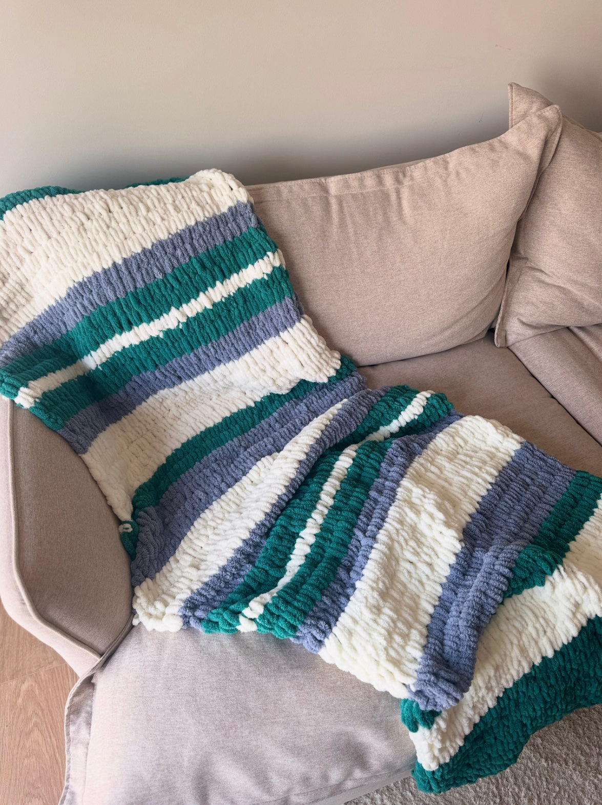 Teal/white/grey Blanket